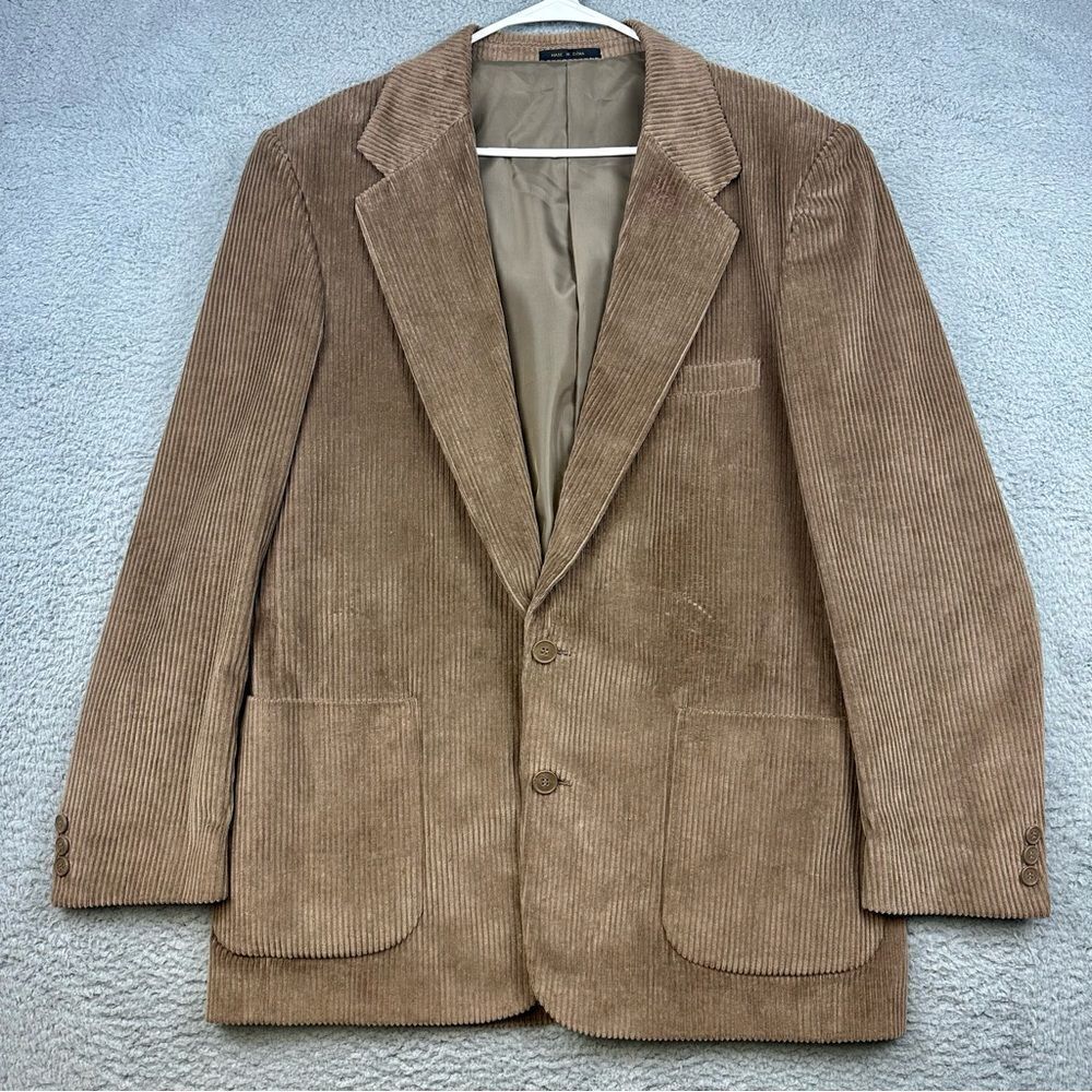 Members Only Blazer Mens 42L Corduroy Beige 2 Button Sports Coat Business Casual